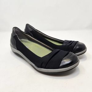 ZiBu Womens Janeta Black Slip On Comfort Flats 7.5 M Walking Arch Support Shoes